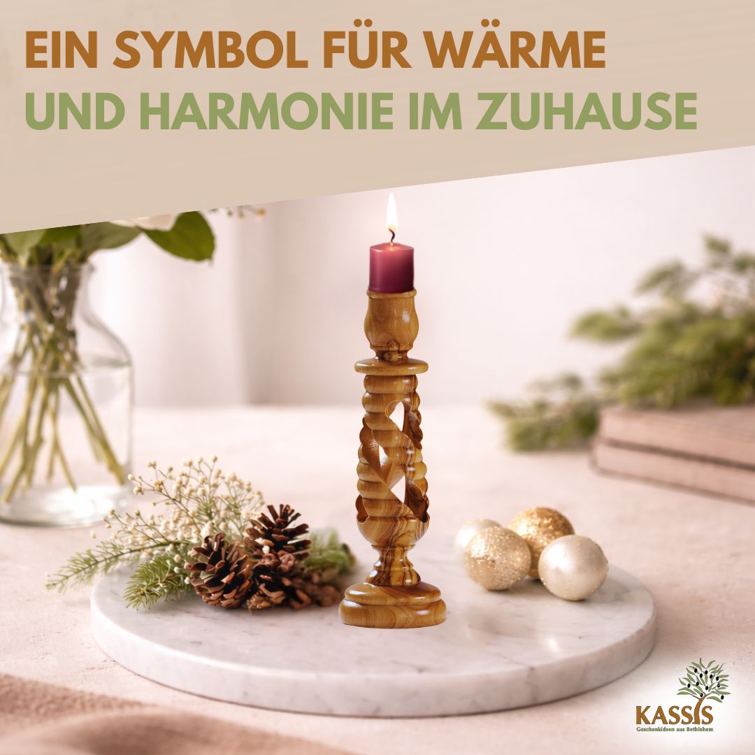 Olivenholz Kerzenständer modern 15,50 cm