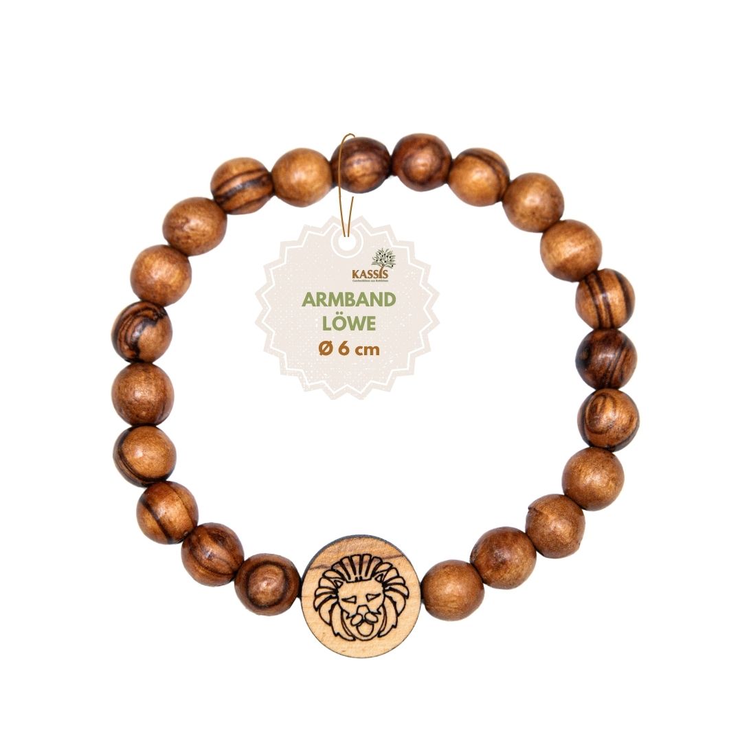 Olivenholz Armband mit Sternzeichen Anhänger | Personalisiertes Perlenarmband Damen & Herren, Geschenk Geburtstag