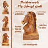 Handgeschnitzter Pferdekopf aus Olivenholz (groß) – Exklusive Holzskulptur aus Bethlehem (24 cm)