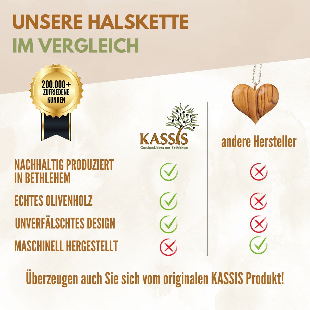 Olivenholz Herz Halskette mit 925 Silberkette | Schmuck Geschenk für Frauen, Valentinstag, Geburtstag