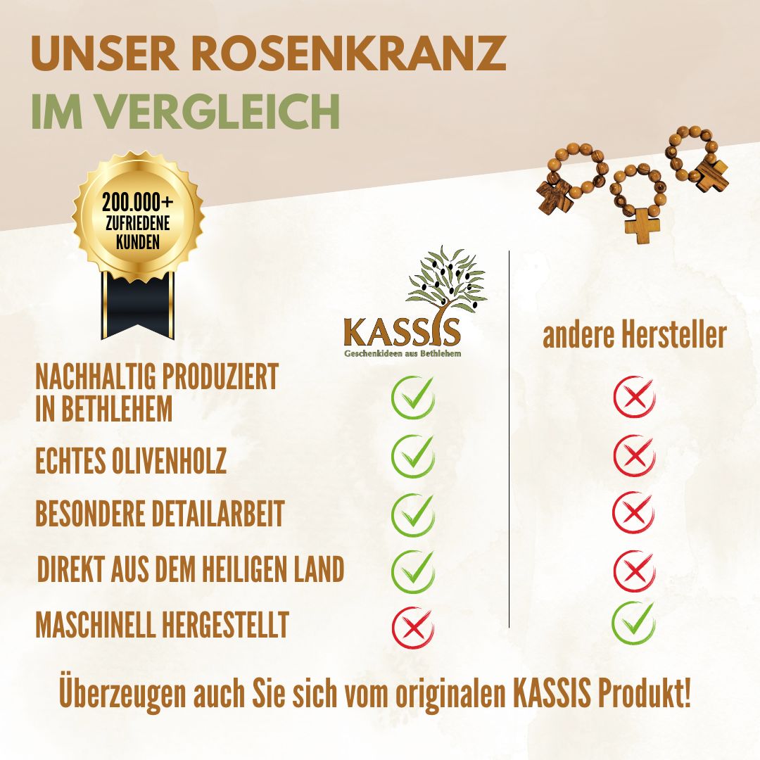 Olivenholz Fingerrosenkranz aus Bethlehem