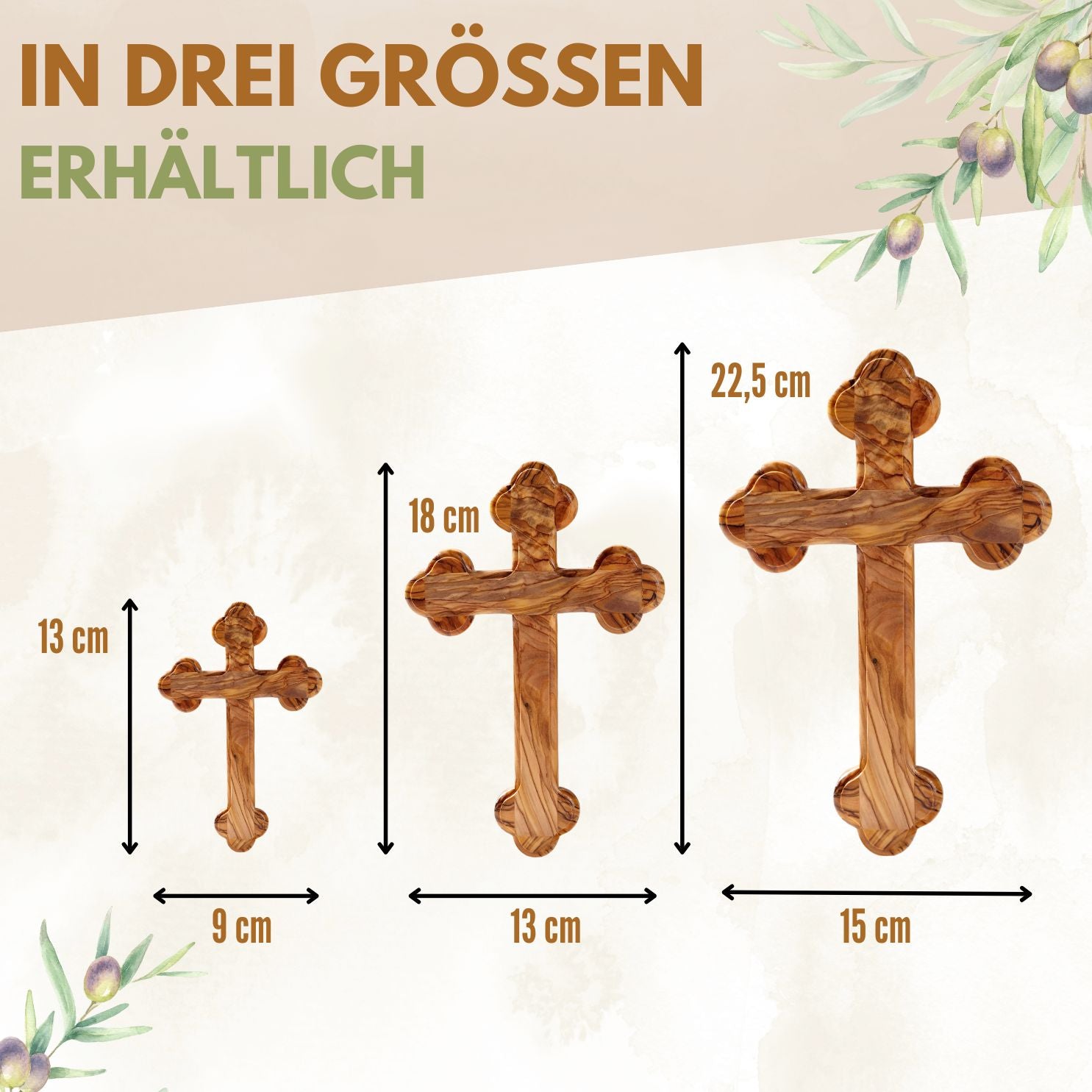 Personalisiertes Kreuz mit runden Kanten aus Olivenholz mit Gravur | Taufkreuz Geschenk Taufe, Kommunion, Firmung