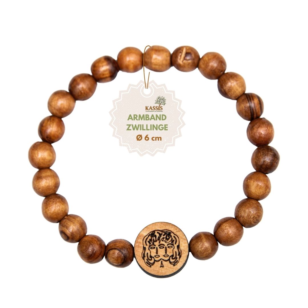 Olivenholz Armband mit Sternzeichen Anhänger | Personalisiertes Perlenarmband Damen & Herren, Geschenk Geburtstag