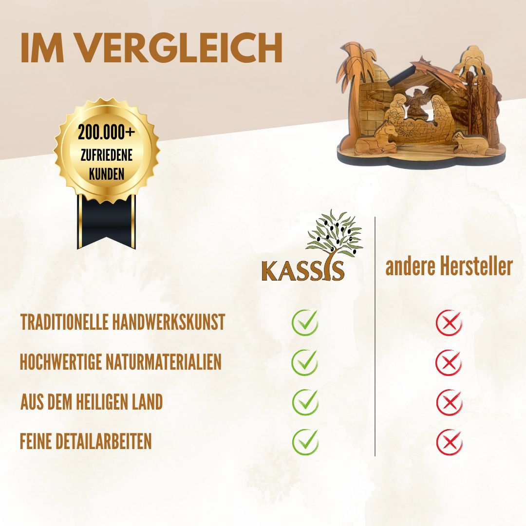 Krippe aus Olivenholz , 9 cm | Weihnachtsdeko & Geschenk für Advent und Weihnachten