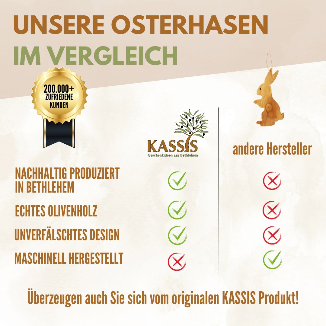 Osterhase Anhänger aus Olivenholz mit Rinde | Natürliche Osterdeko & Baumschmuck für Ostern
