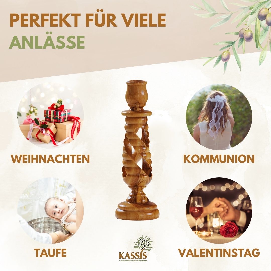 Olivenholz Kerzenständer modern 15,50 cm