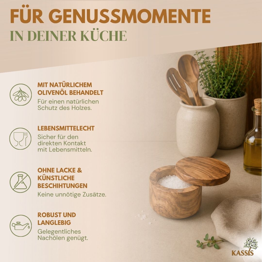 Dose aus Olivenholz mit Magnetdeckel | Aufbewahrungsdose Ø 10 cm