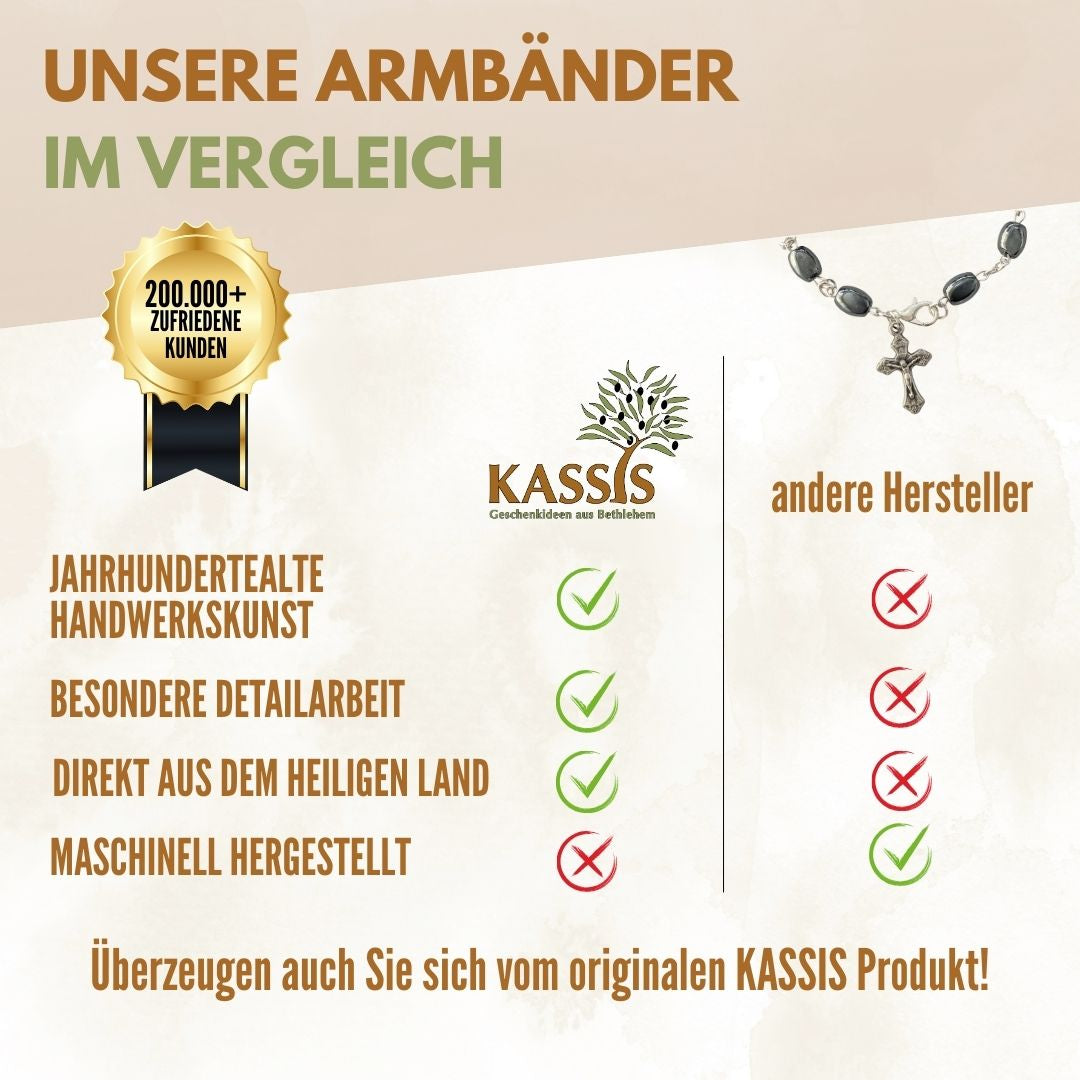 Hämatit Armband mit ovalen Perlen & Metallelementen | Perlenarmband für Damen & Herren