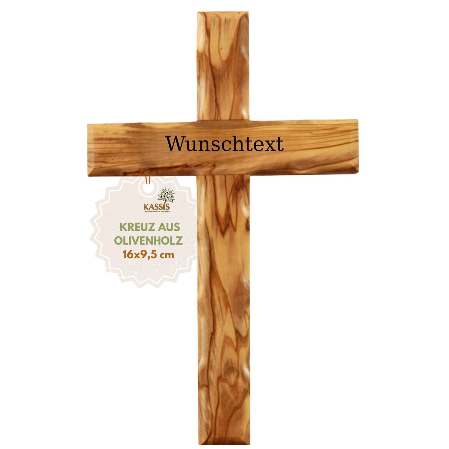 Personalisiertes Schlichtes Kreuz aus Olivenholz | Wandkreuz Geschenk Taufe, Kommunion, Firmung