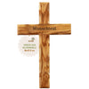 Schlichtes Kreuz aus Olivenholz mit Gravur