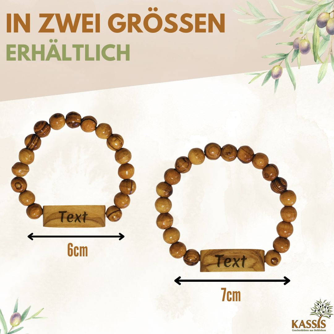 Personalisiertes Armband aus Olivenholz mit Gravur | Geschenk Geburtstag, Valentinstag, Jahrestag