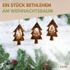 Weihnachtsdeko Baumschmuck Krippe im Tannenbaum mit Rinde 3er Set
