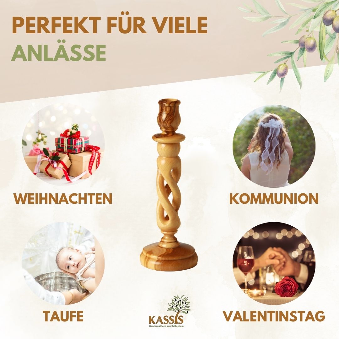 Olivenholz Kerzenständer modern 18 cm