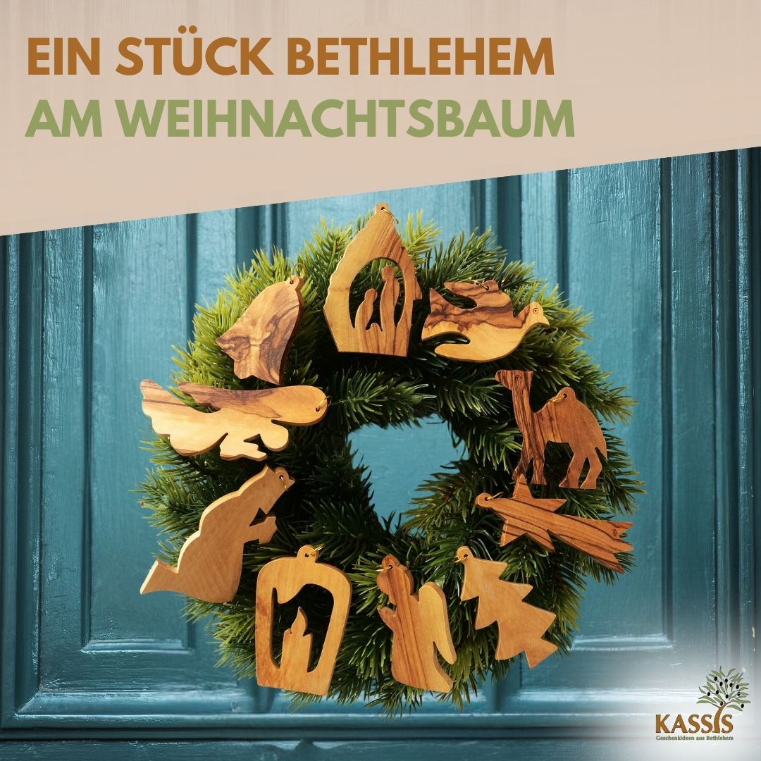 Weihnachtsdeko Anhänger aus Olivenholz im 10er Set | Baumschmuck für Christbaum & Geschenkidee