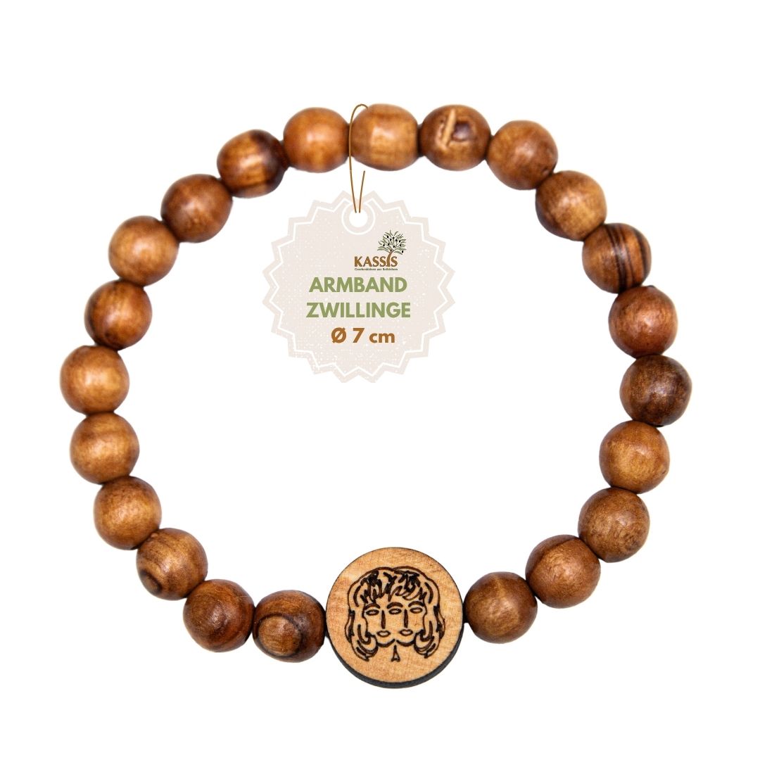 Olivenholz Armband mit Sternzeichen Anhänger | Personalisiertes Perlenarmband Damen & Herren, Geschenk Geburtstag