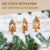 Weihnachtsdeko Baumschmuck Krippe 3er Set Tannenbaum Anhänger - ohne Rinde
