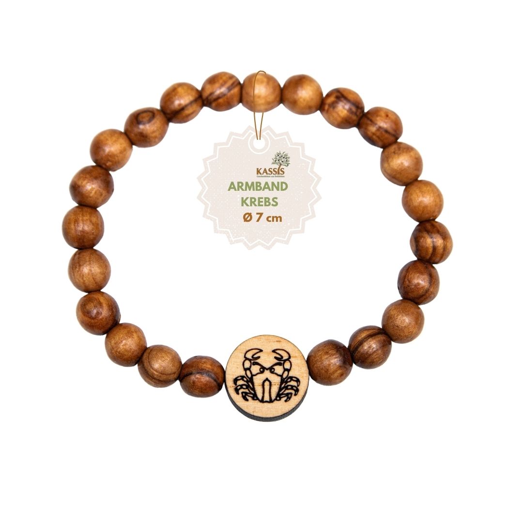 Olivenholz Armband mit Sternzeichen Anhänger | Personalisiertes Perlenarmband Damen & Herren, Geschenk Geburtstag