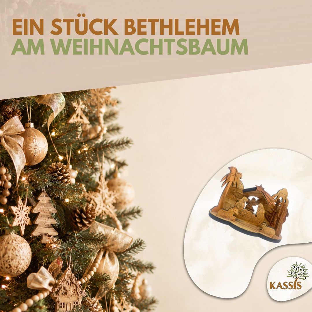 Krippe aus Olivenholz , 9 cm | Weihnachtsdeko & Geschenk für Advent und Weihnachten