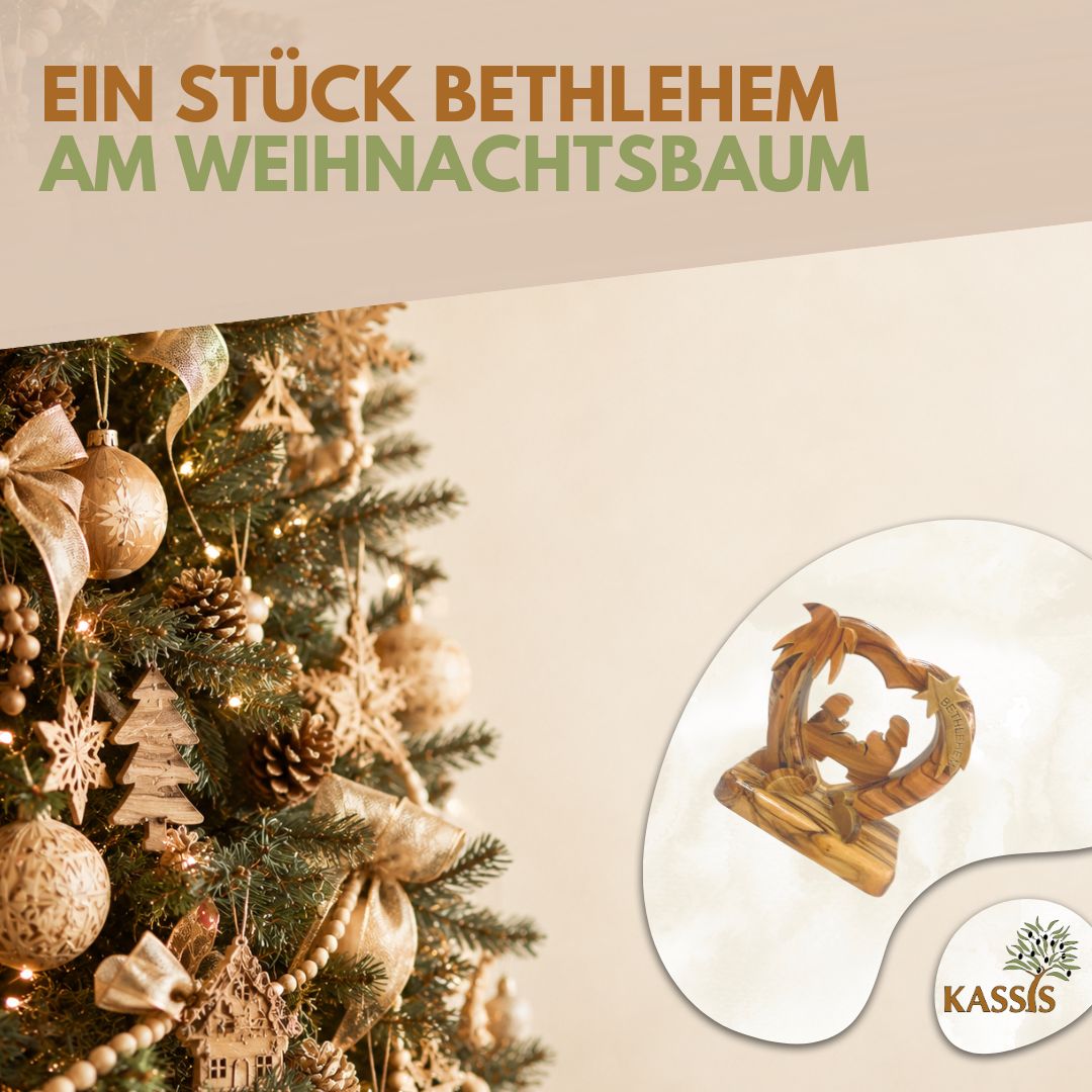 Herzförmige Krippe aus Olivenholz , 7 cm | Weihnachtsdeko & Geschenk für Advent und Weihnachten