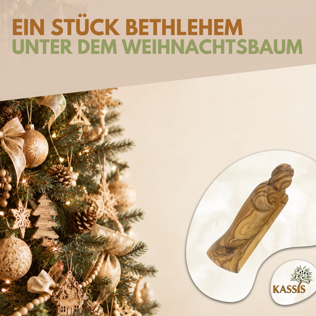 Weihnachtskrippe aus Olivenholz mit Figuren ohne Gesichter (mittelgroß)| Krippenset aus Holz