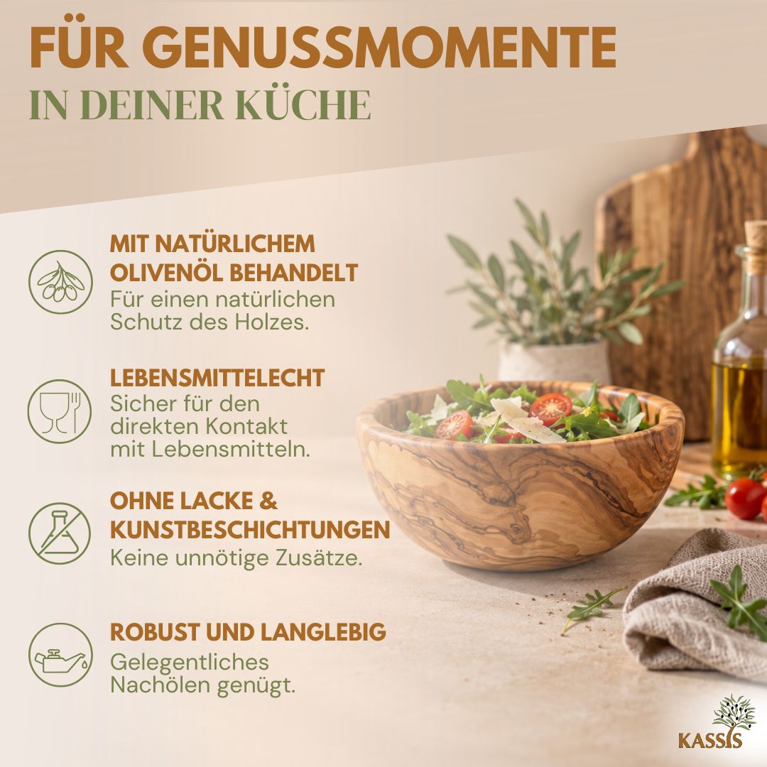 Schale aus Olivenholz Ø 12 cm | Handgefertigte Holzschale zum Servieren & Dekorieren