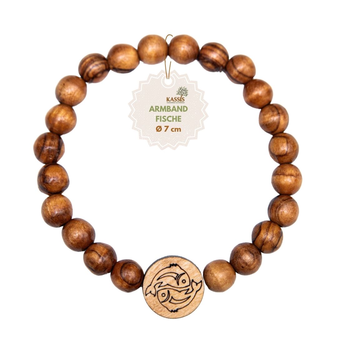 Olivenholz Armband mit Sternzeichen Anhänger | Personalisiertes Perlenarmband Damen & Herren, Geschenk Geburtstag
