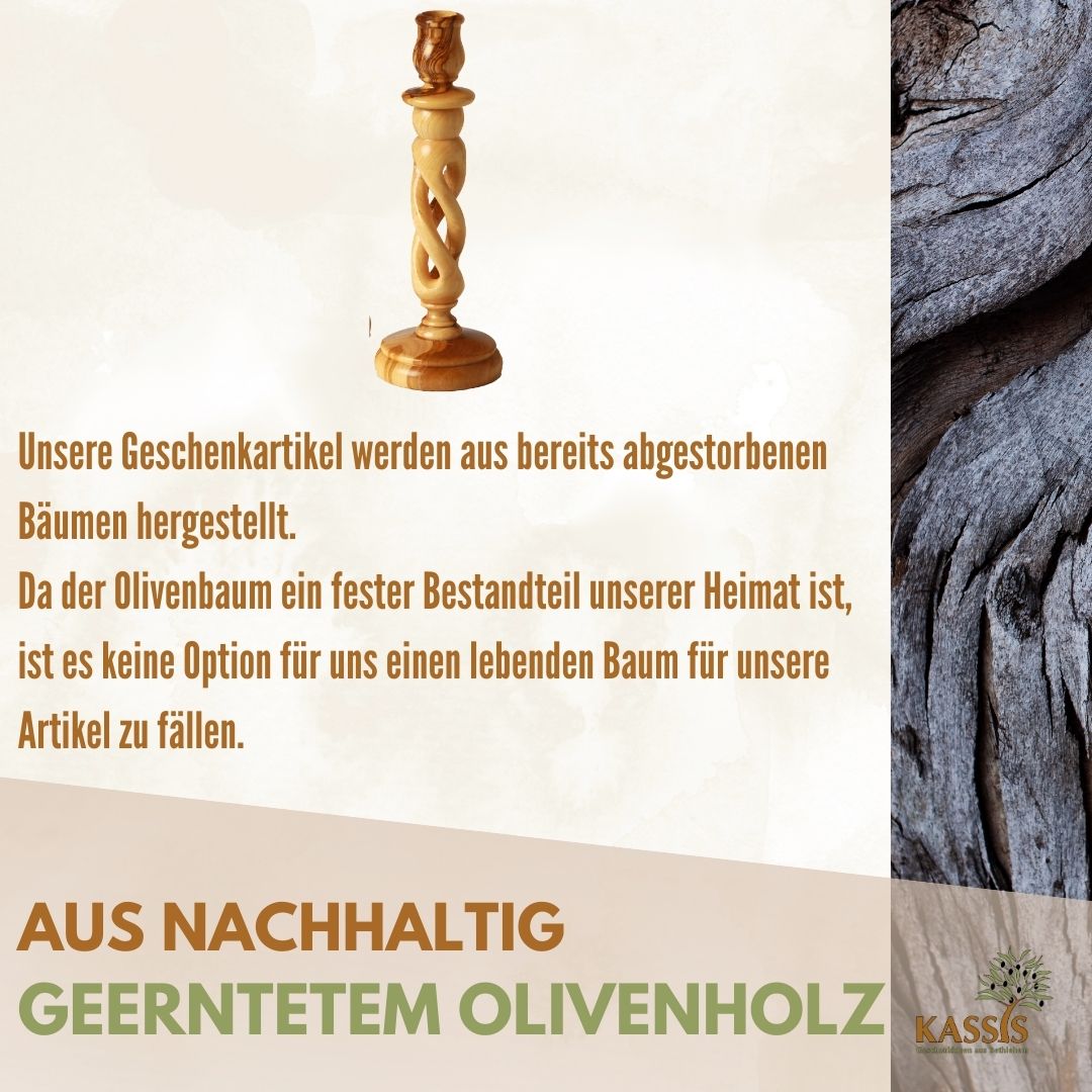 Olivenholz Kerzenständer modern 18 cm