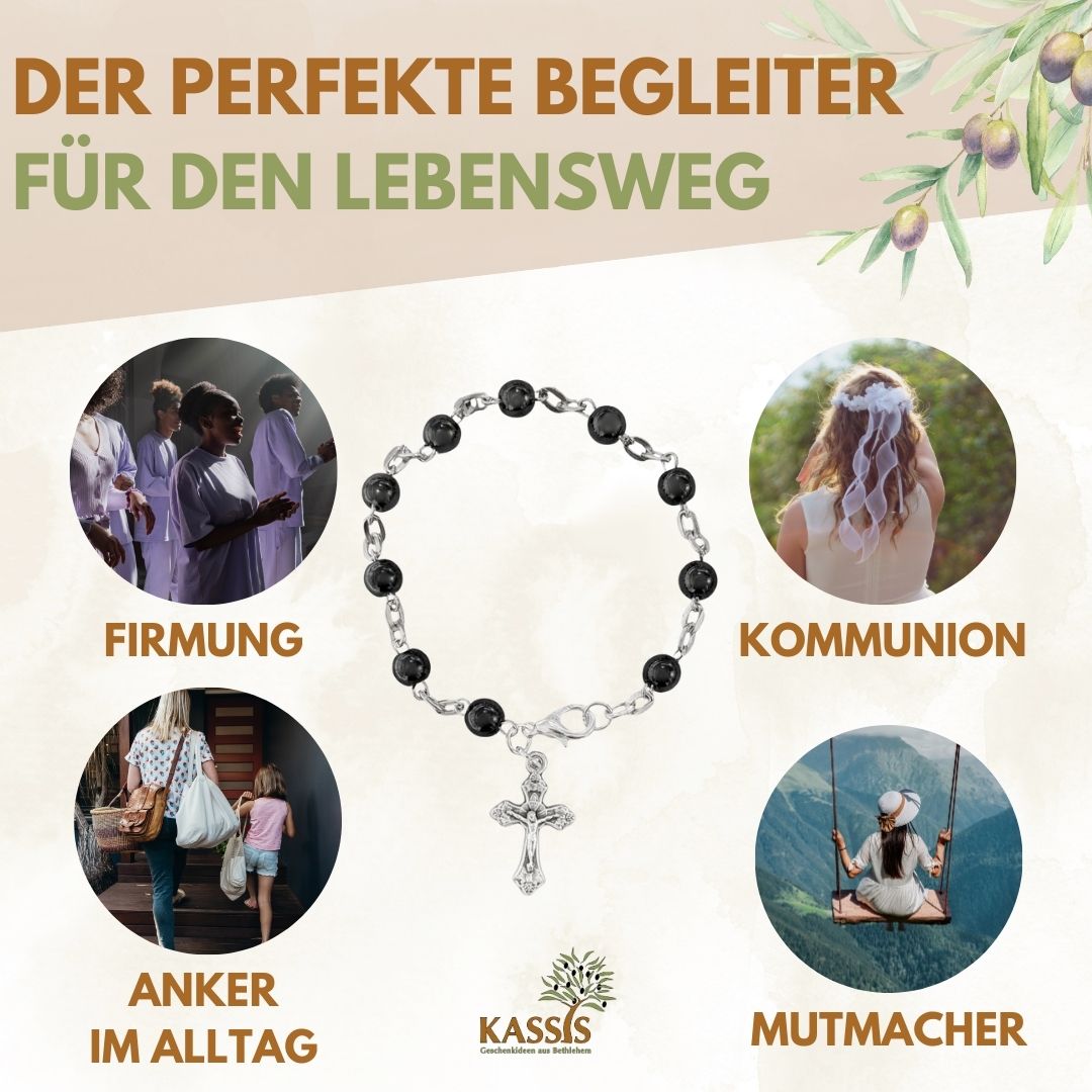 Hämatit Armband mit runden Perlen & Metallelementen | Perlenarmband für Damen & Herren