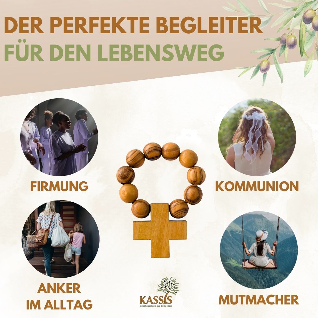 Olivenholz Fingerrosenkranz aus Bethlehem