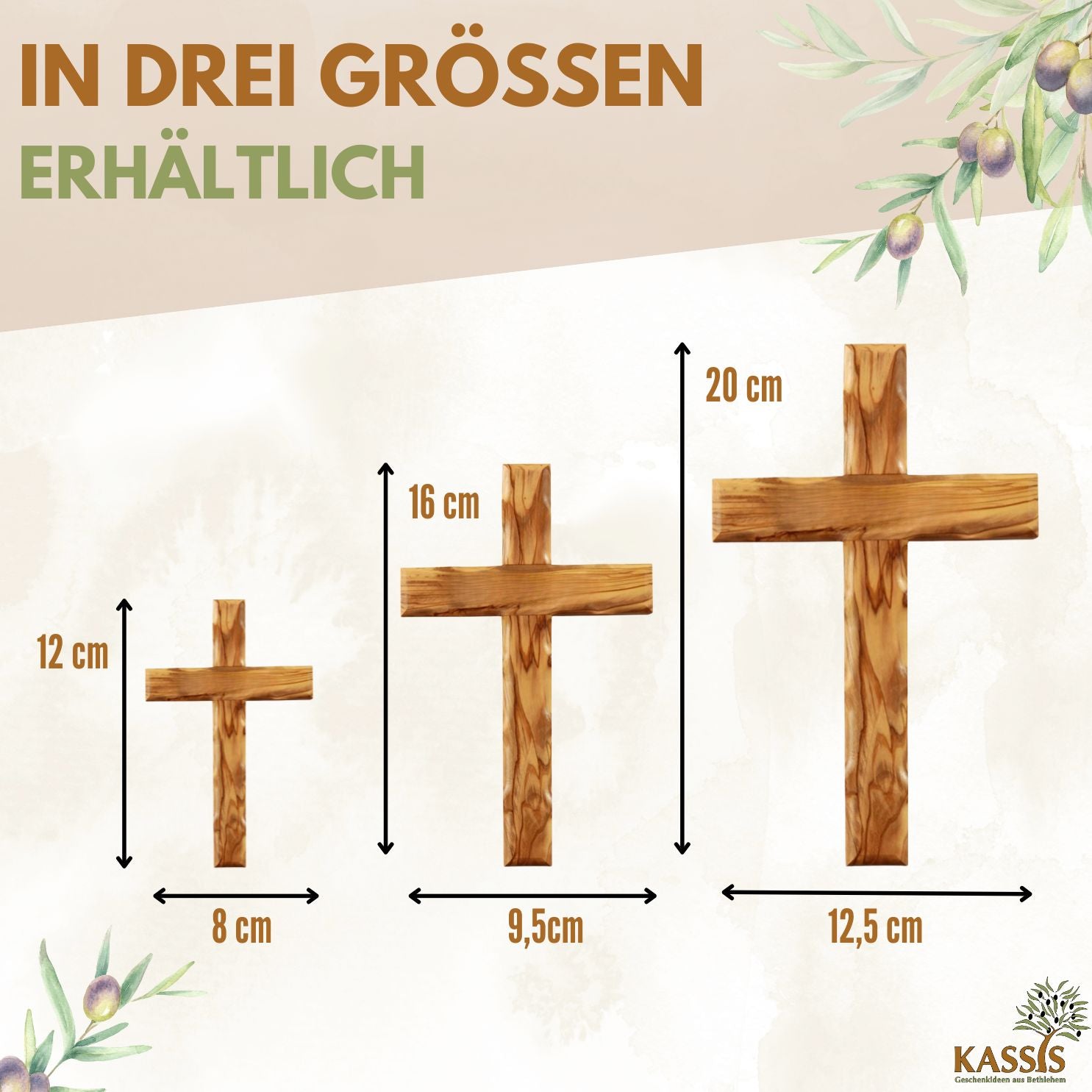 Personalisiertes Schlichtes Kreuz aus Olivenholz | Wandkreuz Geschenk Taufe, Kommunion, Firmung