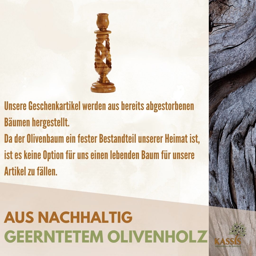 Olivenholz Kerzenständer modern 15,50 cm