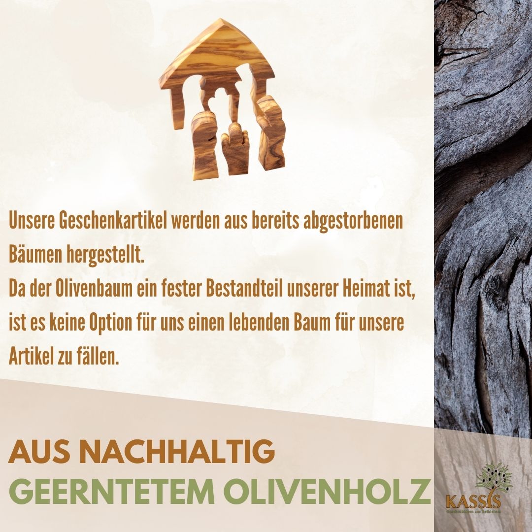 Krippe aus Olivenholz als Puzzle 6,5 cm (ohne Rinde) | Weihnachtsdeko & Geschenk für Advent und Weihnachten