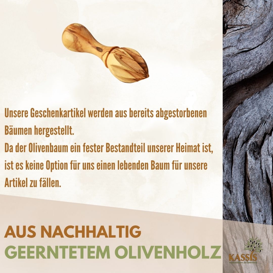 Zitronenpresse aus Olivenholz (14 cm) | Handliche Zitruspresse für Küche & frischen Saft