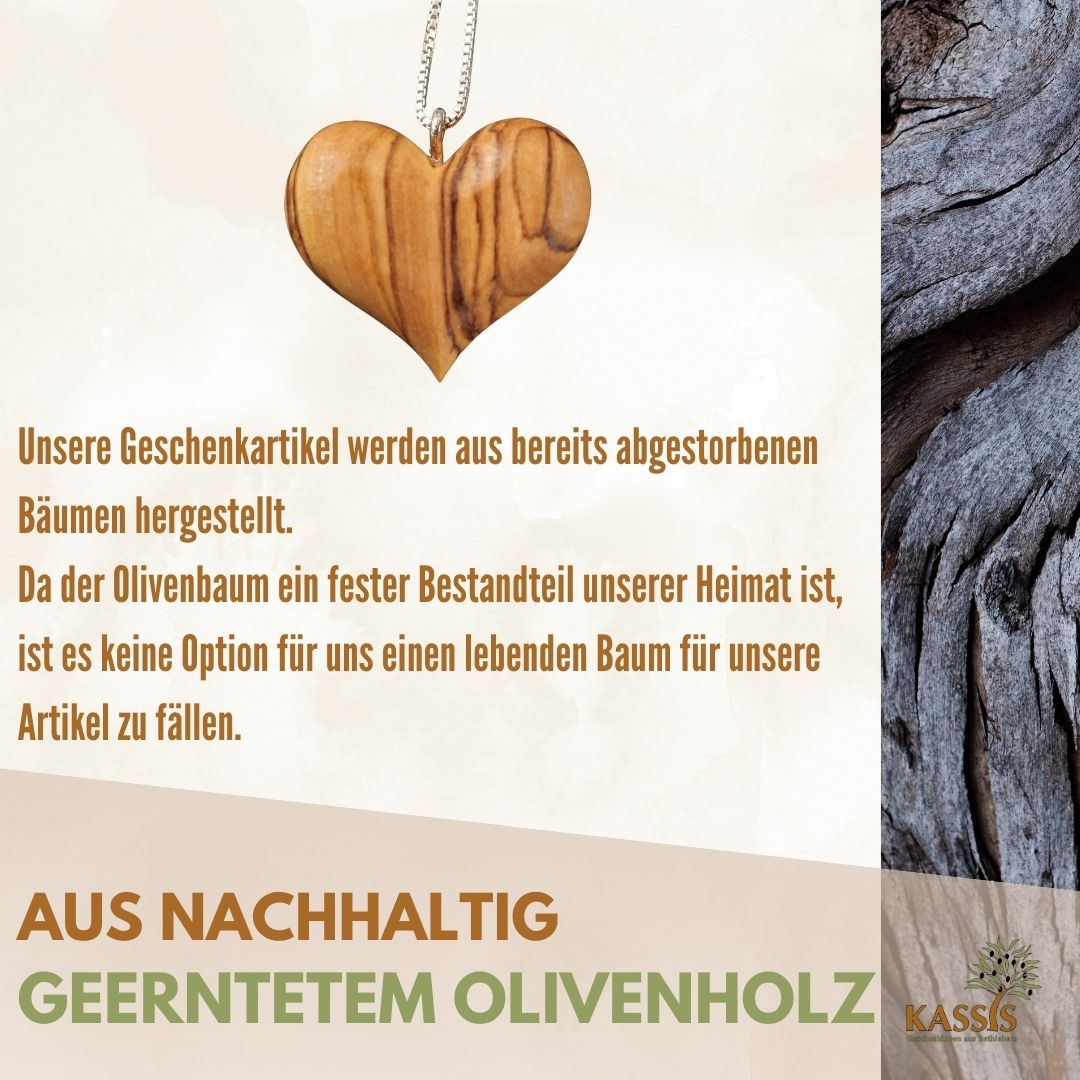 Olivenholz Herz Halskette mit 925 Silberkette | Schmuck Geschenk für Frauen, Valentinstag, Geburtstag