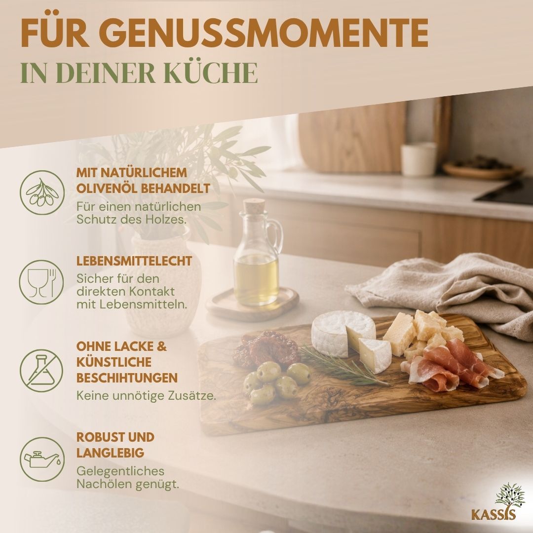 Massives Frühstücks- & Servierbrett aus Olivenholz