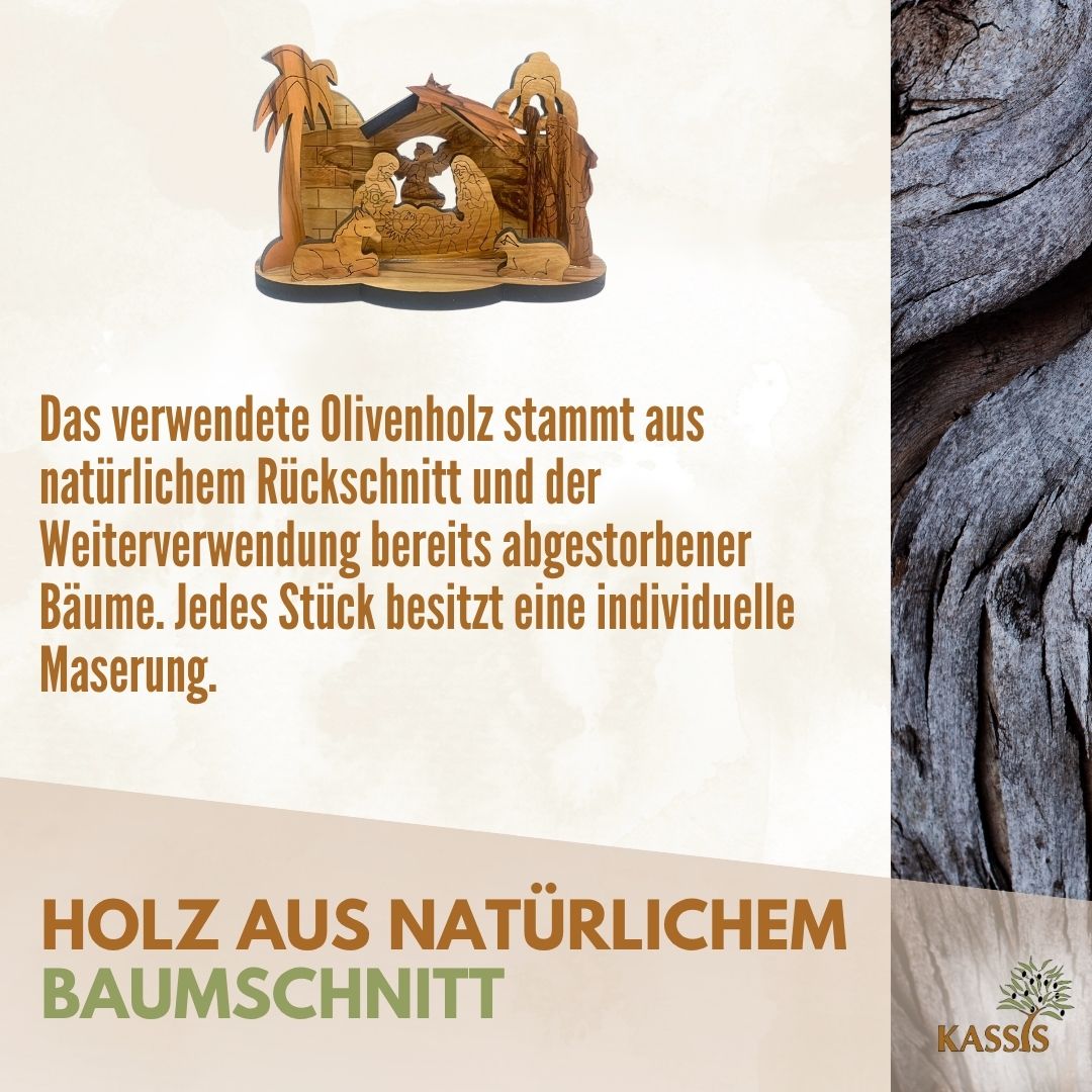 Krippe aus Olivenholz , 9 cm | Weihnachtsdeko & Geschenk für Advent und Weihnachten