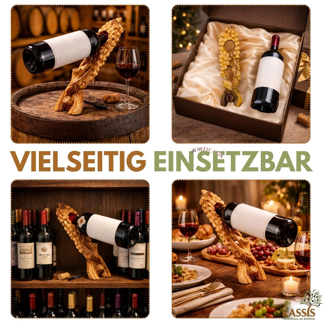 Weinflaschenhalter Weinrebe aus Olivenholz