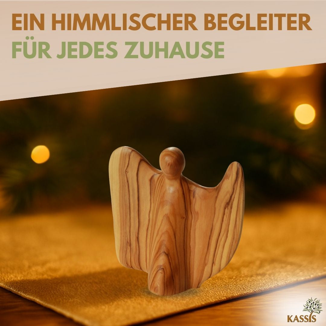Geflügelte Engel-Figur aus Olivenholz - hergestellt in Bethlehem