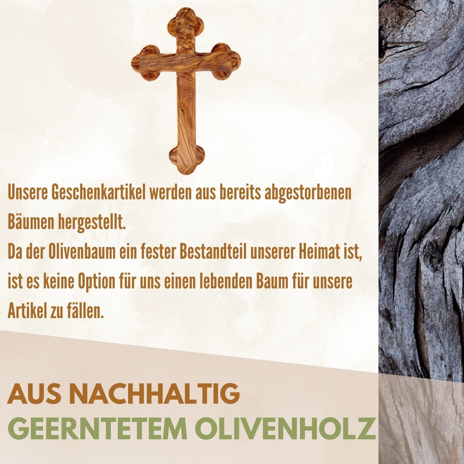 Olivenholz Kreuz mit runden Kanten | Wandkreuz Geschenk Taufe, Kommunion, Firmung