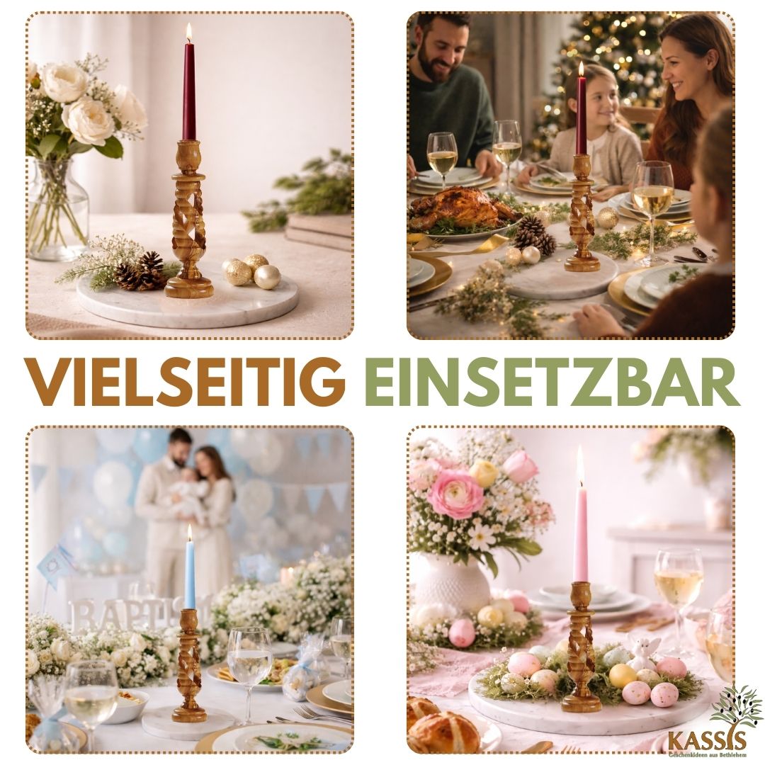 Olivenholz Kerzenständer modern 15,50 cm
