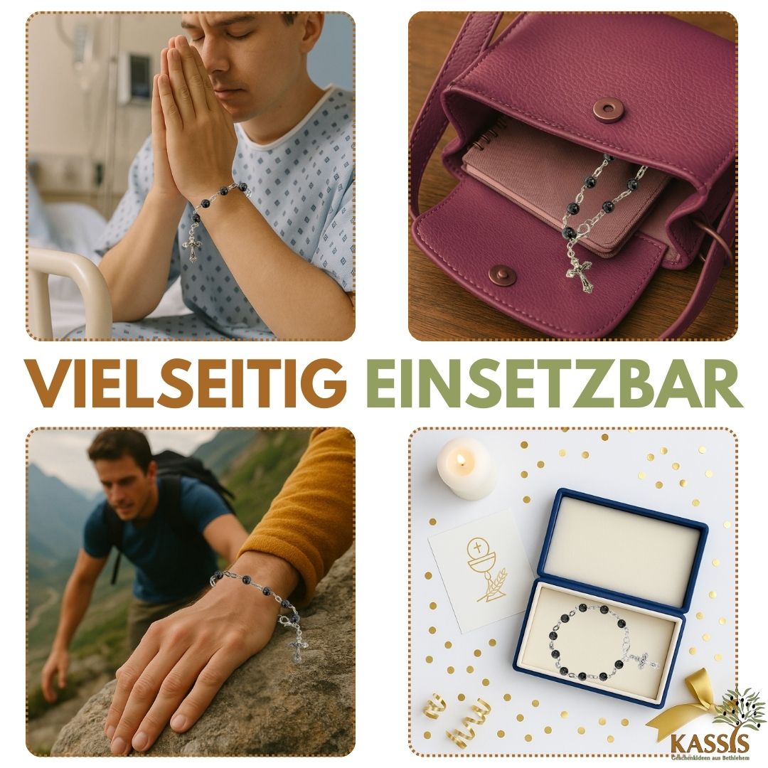 Hämatit Armband mit runden Perlen & Metallelementen | Perlenarmband für Damen & Herren