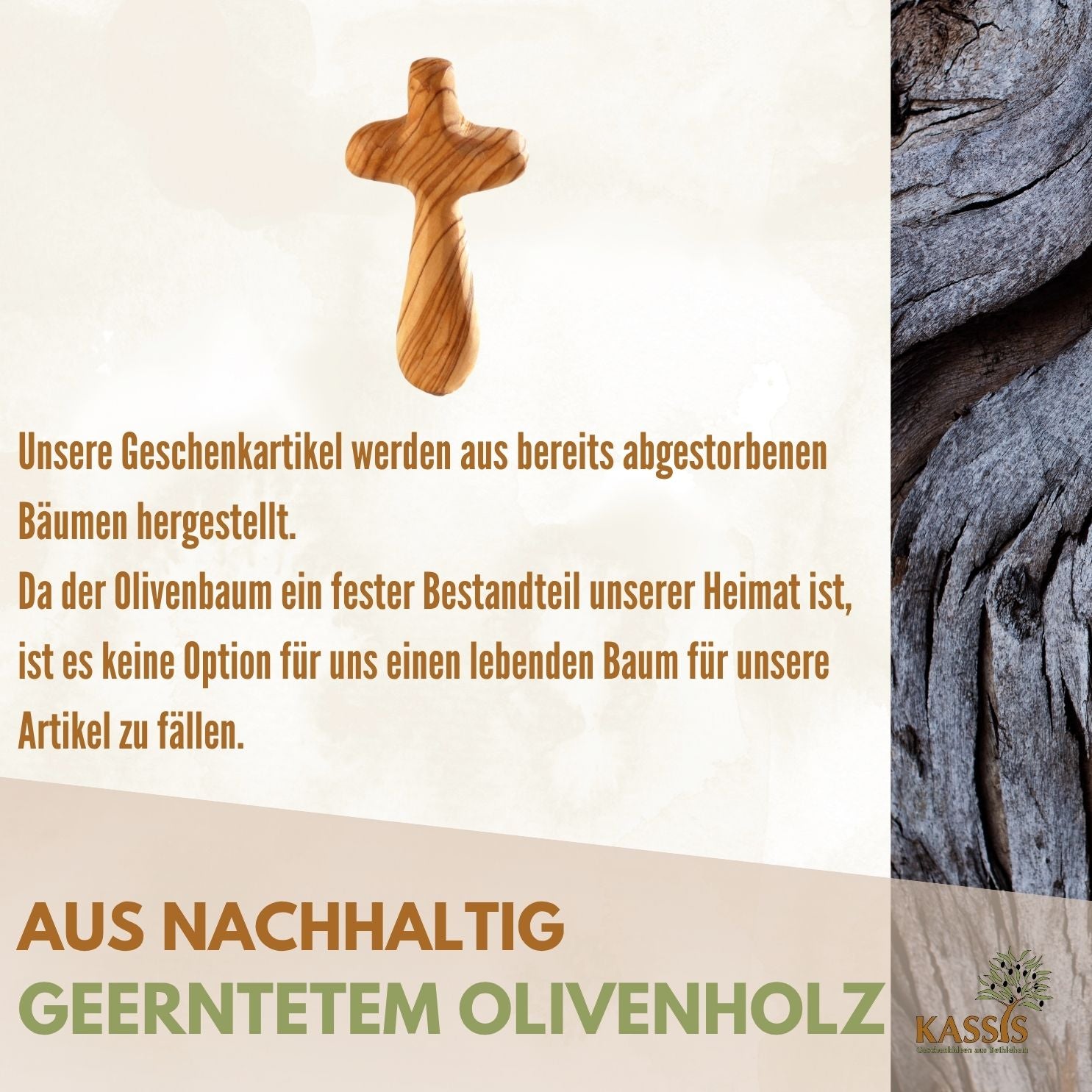 Zweite Wahl: Kreuz-Handschmeichler aus Olivenholz – mit kleinen Makeln