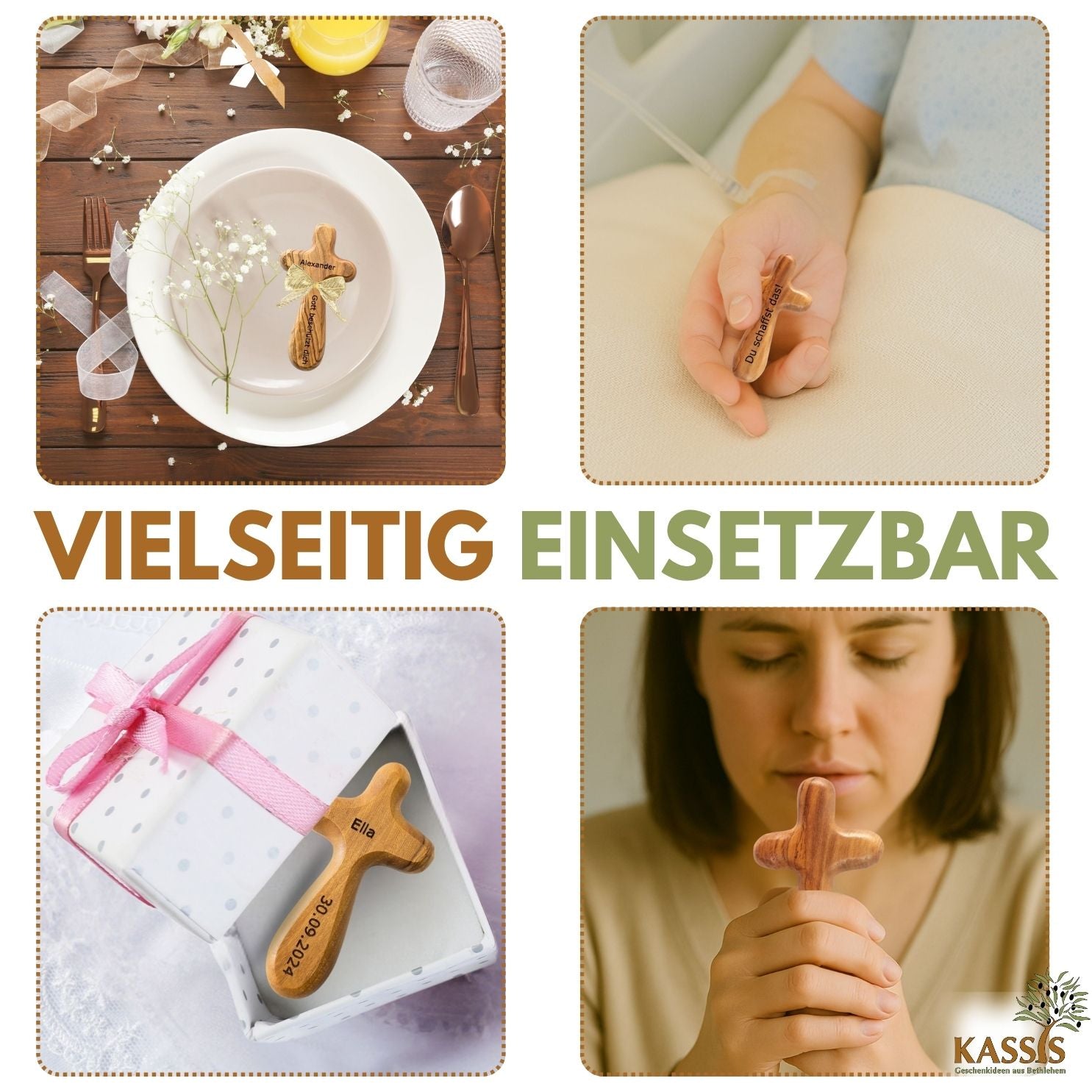 Zweite Wahl: Kreuz-Handschmeichler aus Olivenholz – mit kleinen Makeln
