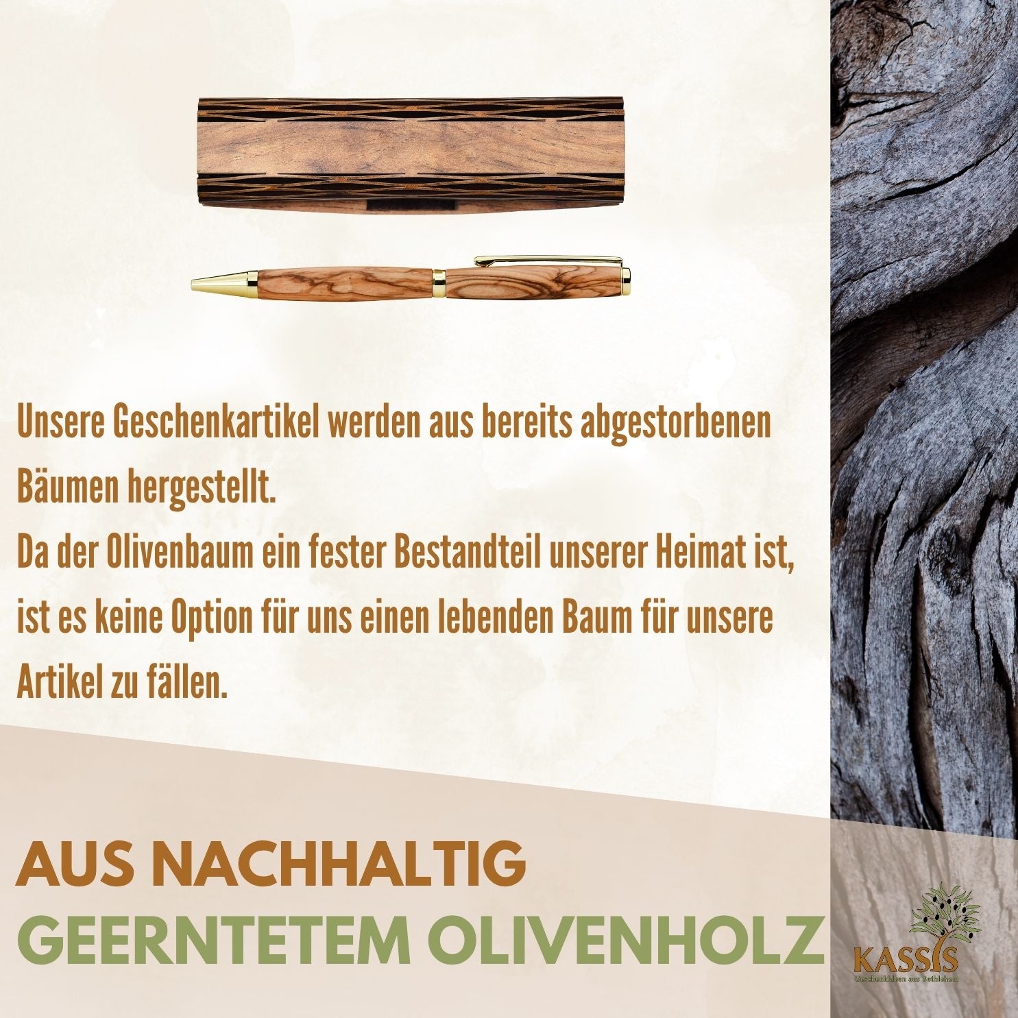 Kugelschreiber aus Olivenholz in Holzschachtel | Edles Schreibset als Geschenk für Büro, Geburtstag & Abschluss