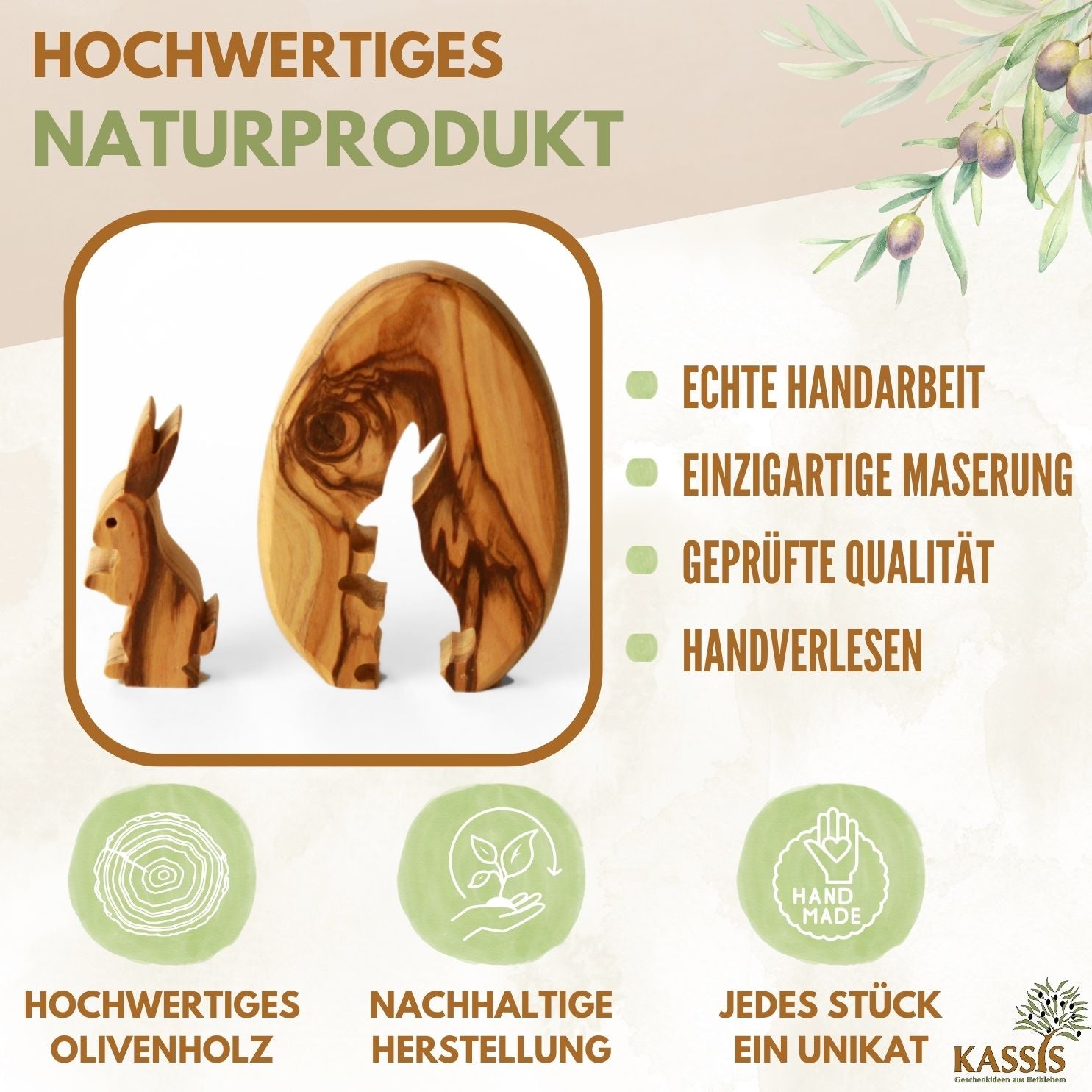 Personalisierter Osterhase im Ei aus Olivenholz mit Gravur | Tischdeko Ostern, Geschenk, Frühlingsdeko
