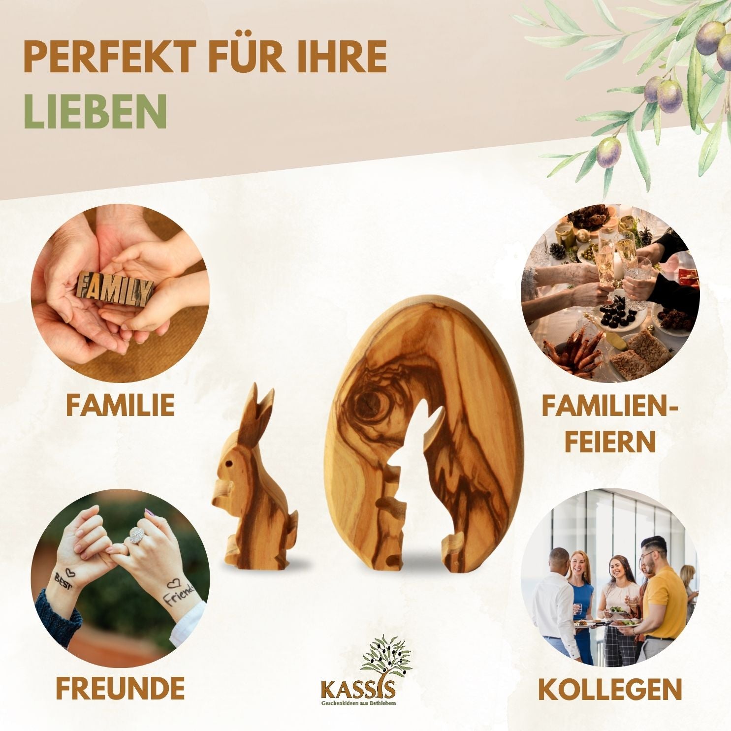 Personalisierter Osterhase im Ei aus Olivenholz mit Gravur | Tischdeko Ostern, Geschenk, Frühlingsdeko