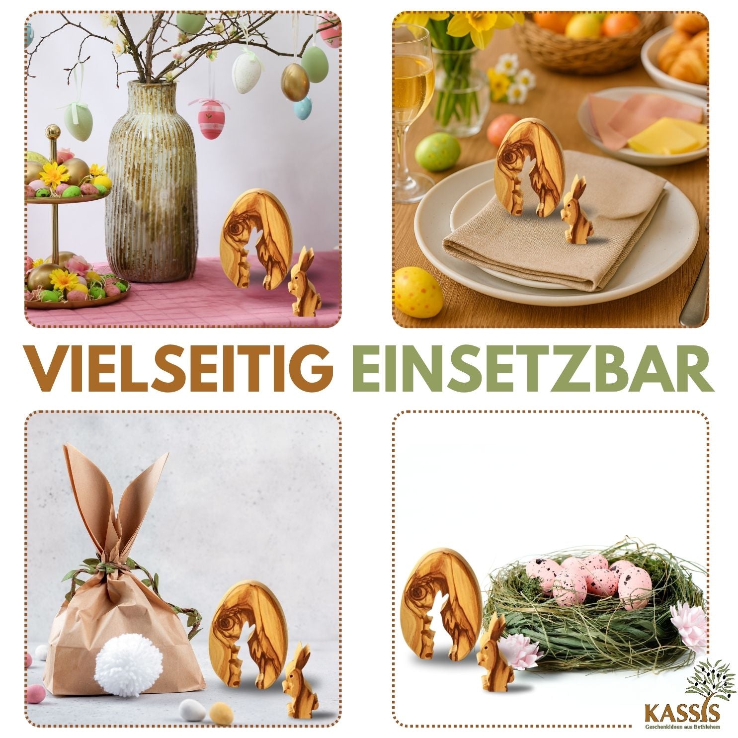 Personalisierter Osterhase im Ei aus Olivenholz mit Gravur | Tischdeko Ostern, Geschenk, Frühlingsdeko