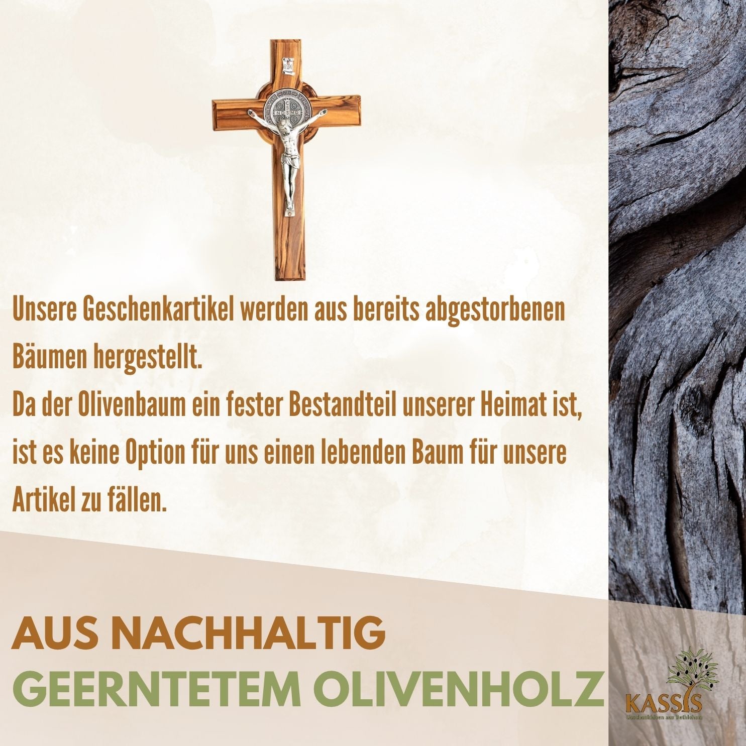 St. Benedikt Kreuz aus Olivenholz | Schutzkreuz als Wandkreuz & Geschenk zur Taufe, Kommunion oder Firmung