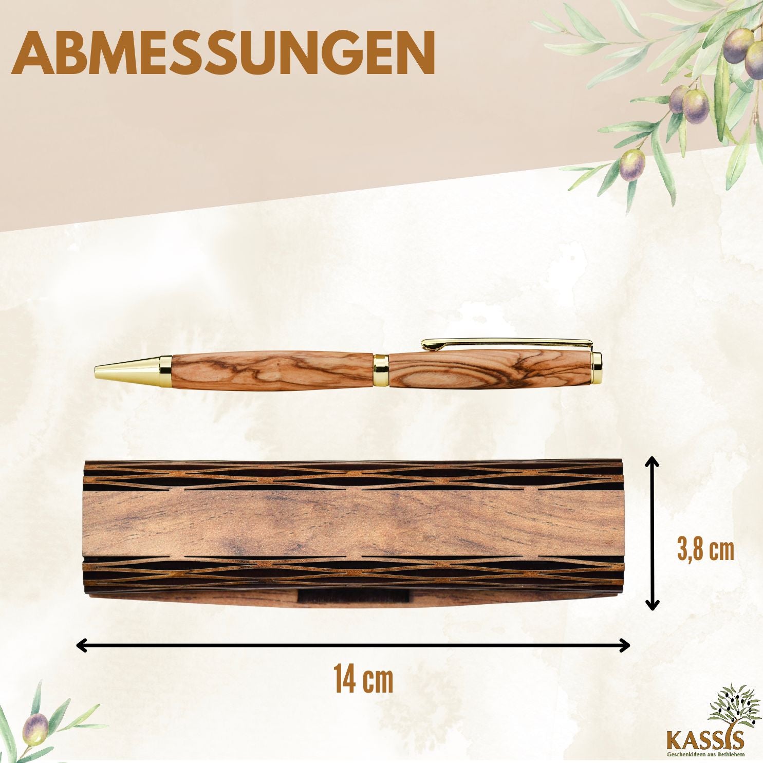 Personalisierter Kugelschreiber aus Olivenholz mit Gravur & Holzschachtel | Geschenk für Männer & Frauen, Geburtstag, Abschluss
