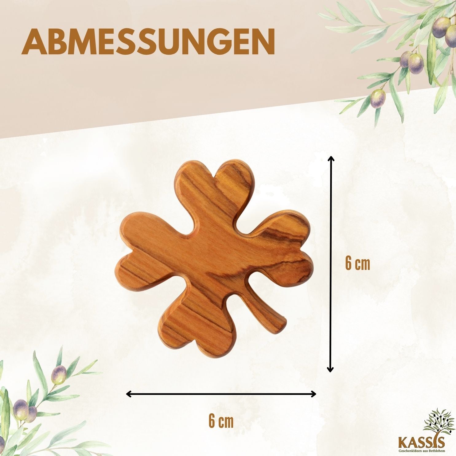 Personalisiertes Kleeblatt aus Olivenholz mit Gravur | Glücksbringer Handschmeichler Geschenk für Geburtstag, Prüfung, Neuanfang